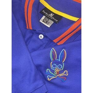 Pshycho Bunny Polo Shirt Men 7 - XL Blue Big Bunny Embroidered Pima